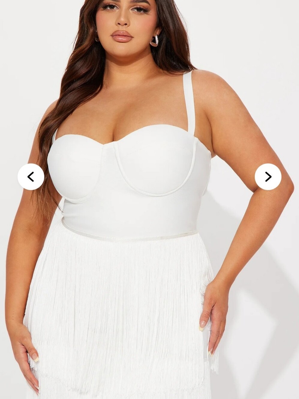 Fashion Nova White Tiered Fringe Maxi Dress - Picture 2 of 4